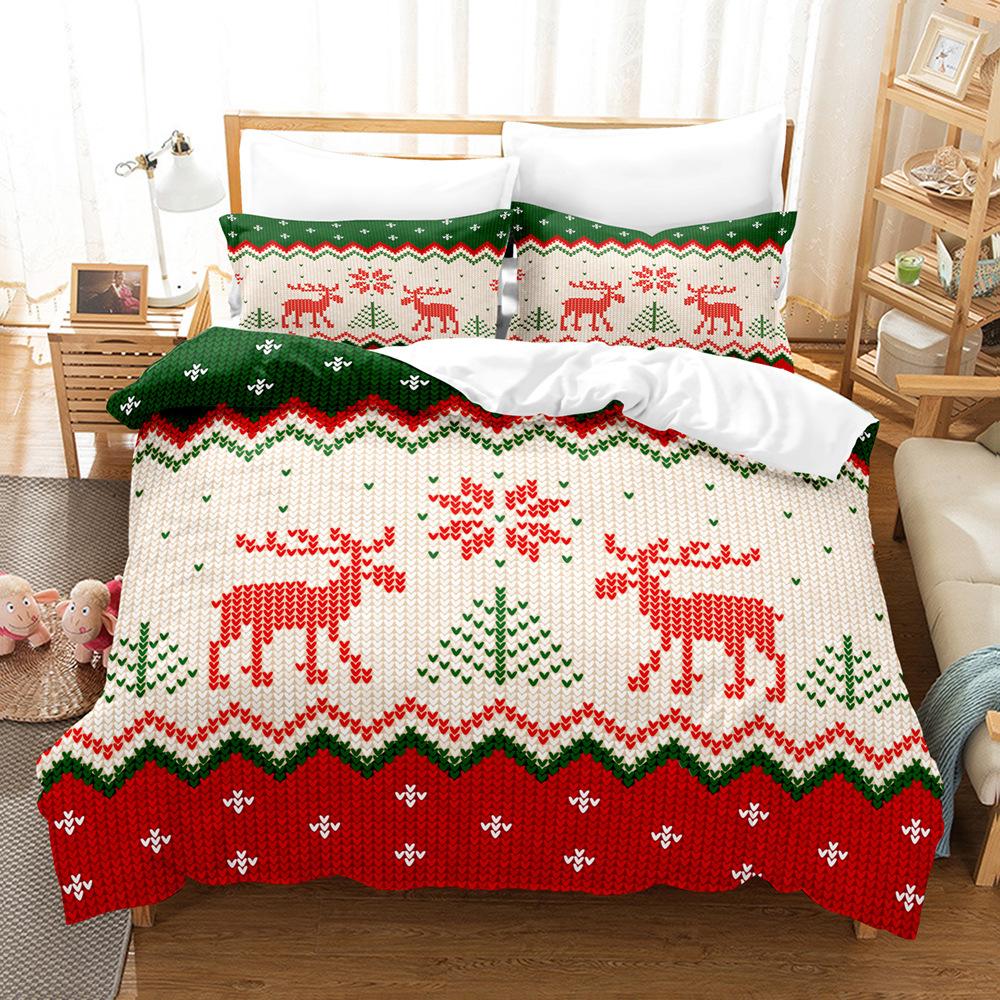 3D Christmas Bedding Set Happy New Year Down Duvet Cover Pillowcase 2/3pc Women Kid Home Textiles King Queen Bed New Year Gift