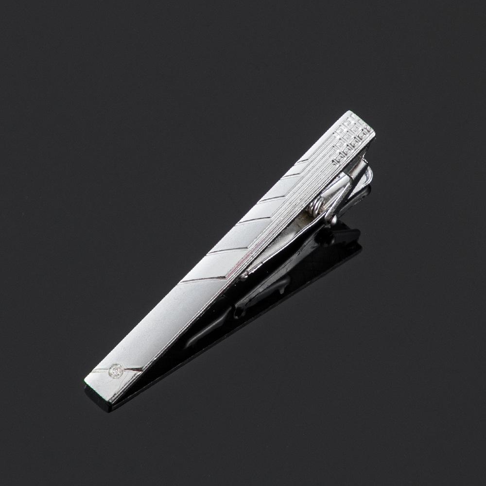Electroplated Silver Sandblasted Point Diamond Iron Tie Clip, Men'S Business Casual Dress Collar Clip.