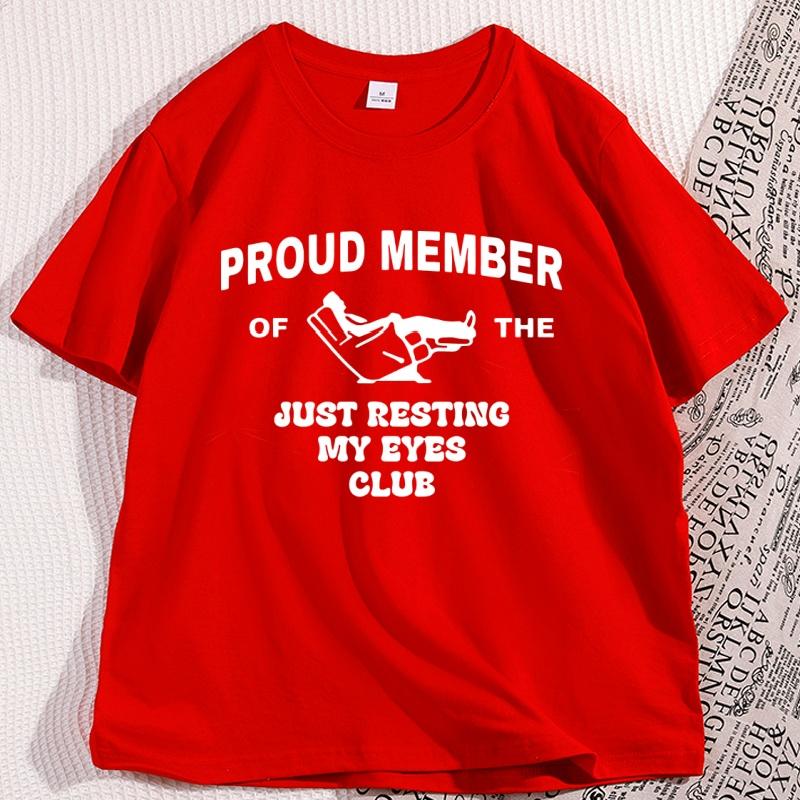 Funny Dad TShirt Men Just Resting My Eyes T Shirt for Dad Fathers Day Short Sleeve Cotton Tshirt Casual Breathable Loose Tees S