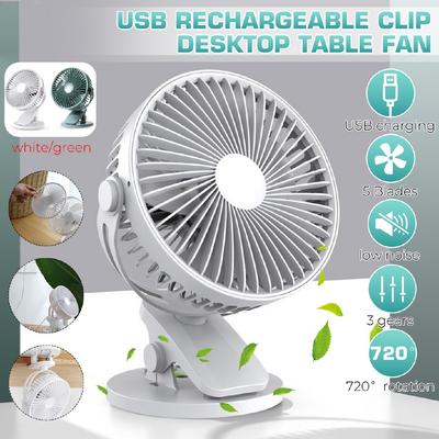 4/6 Inches Mini USB Clip Desktop Table Fan Portable Clamp 3 Speeds Desk Fan Rotatable Ventilator Strong Wind 5V