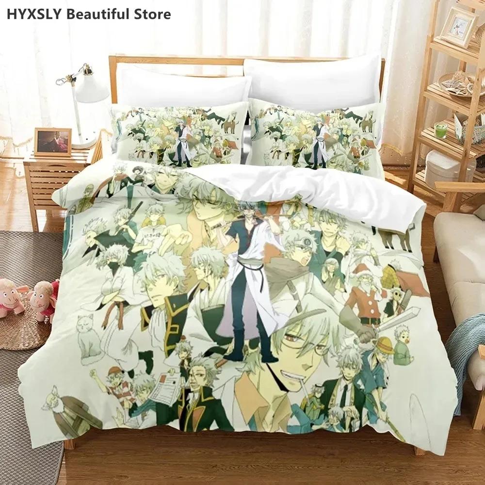 Gintama Anime Bedding Set Quilt Cover Pillowcases Single Double Full Queen King Boys Teens 3D Sakata Gintoki Duvet Cover