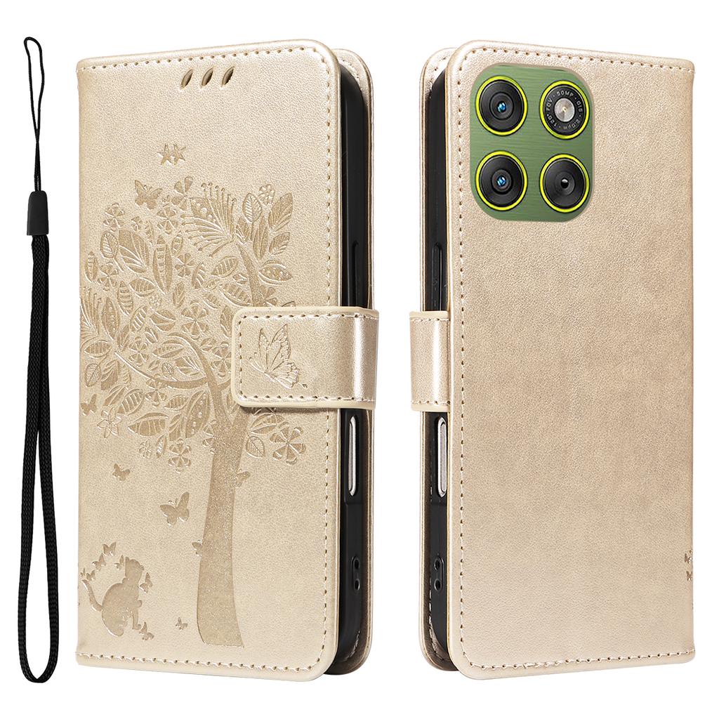 For Motorola Edge 70 5G Phone Case with Stand Cat Tree Pattern Leather Wallet Mobile Cover