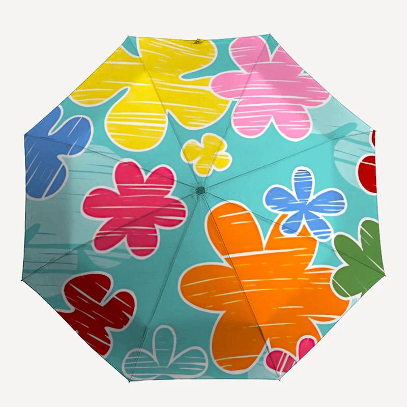 1pc Floral Pattern Automatic Folding Umbrella - 8-Rib Automatic Open/Close, Large Canopy Birthday Festival Gift yy251217117