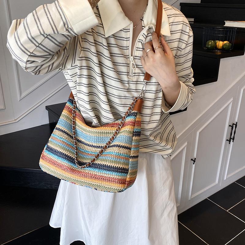 Seaside Vacation Beach Women's Leisure Large-capacity Fashion Contrasting Color Versatile Shoulder Messenger Bag