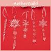 Charming 5pcs Acrylic Transparent Christmas Tree Decorations With Lifelike Snowflake And Icicle Designs For Festive Style
