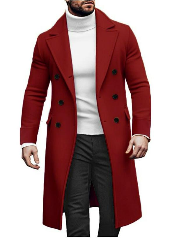 European 2024 Men's Double-Breasted Wool Overcoat In Stock
