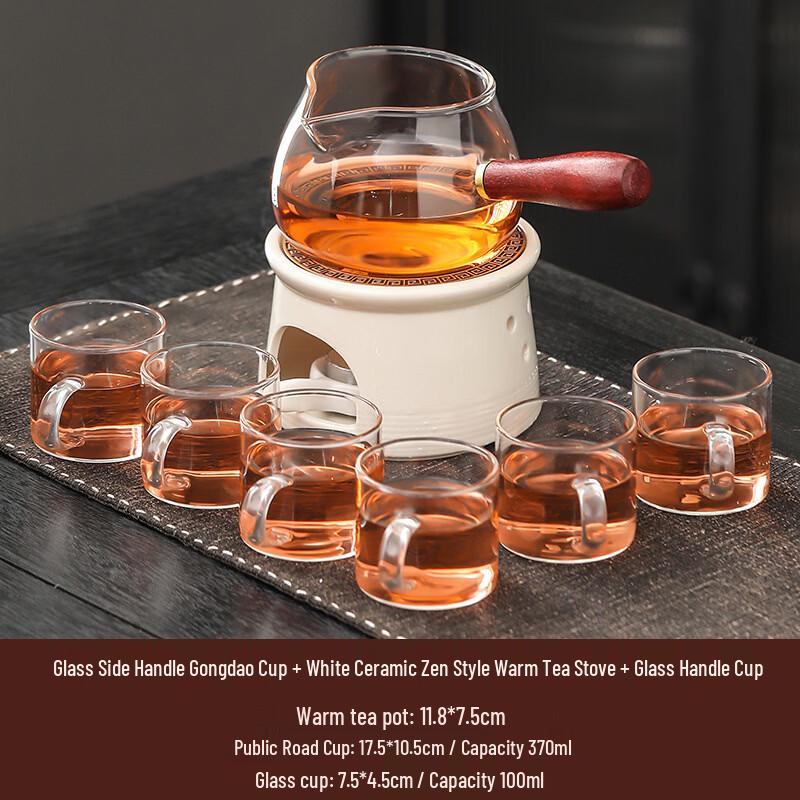 Zen White Ceramic Tea Warmer with Gongdao Cup and Six Cups Set