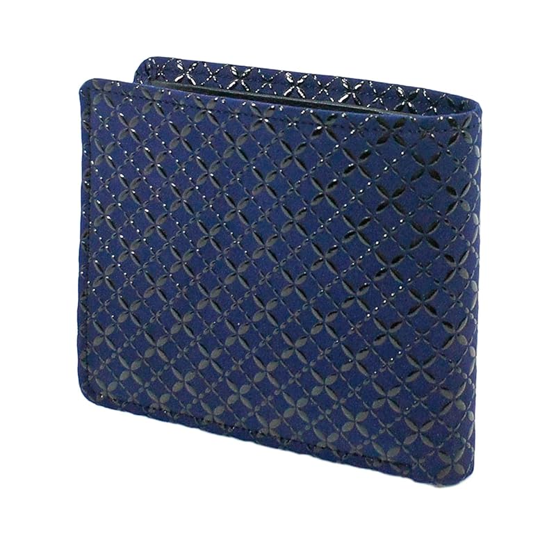

[Indenya] Inden bifold wallet Billboard J With coin purse deerskin Navy blue x black lacquer Cloisonné pattern 2006-04-179