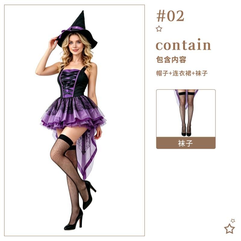 Halloween Purple Witch Costume Sexy Vampire Dress Nightclub Party Cosplay