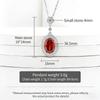 925 Sterling Silver Garnet Red Oval Zircon Pendant Necklace Birthday Party Anniversary Gift