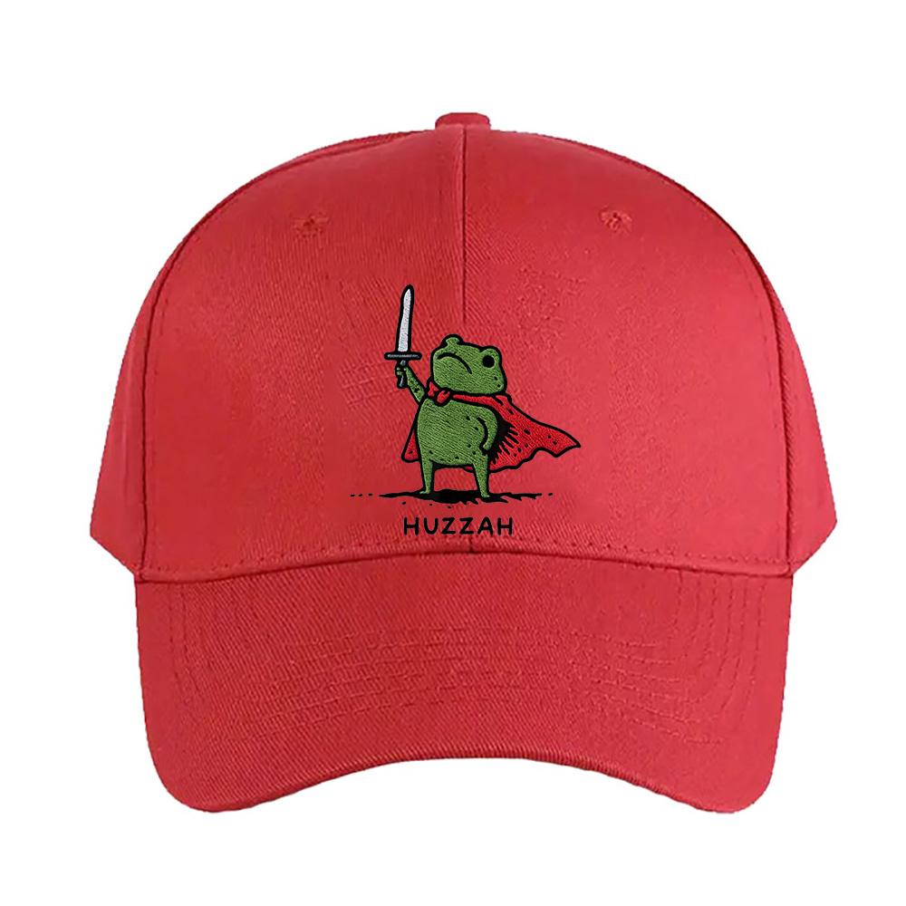 Huzzah Frog With Sword Woman Man Baseball Cap Adult Adjustable with Curved Brim Hiking Fishing Hat Trucker Cap