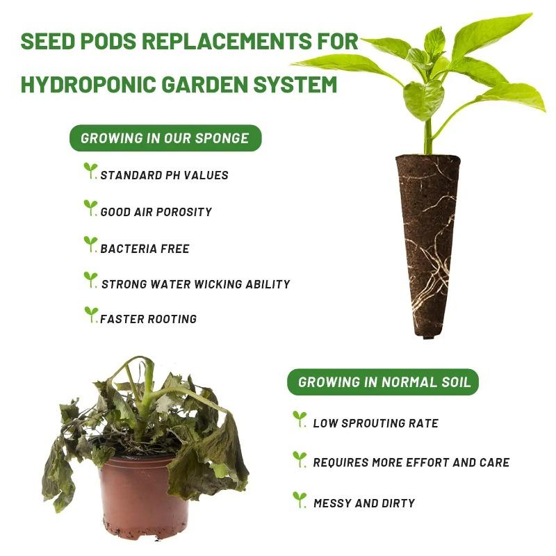 50Pcs Seed Grow Sponges Replacement Root Growth Sponges Seedling Starter Plugs Seed Starting Seed Pod Hydroponic Garden Planting