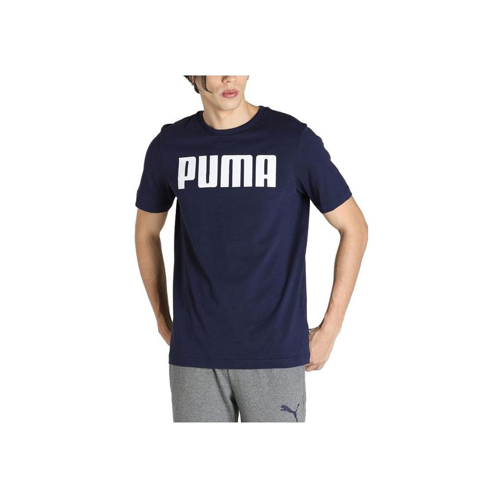 Puma Run 3 Ultrafrom Essentials Tee Letter Print Crew Neck Short Sleeve T-Shirt Men tops Blue 847223-05