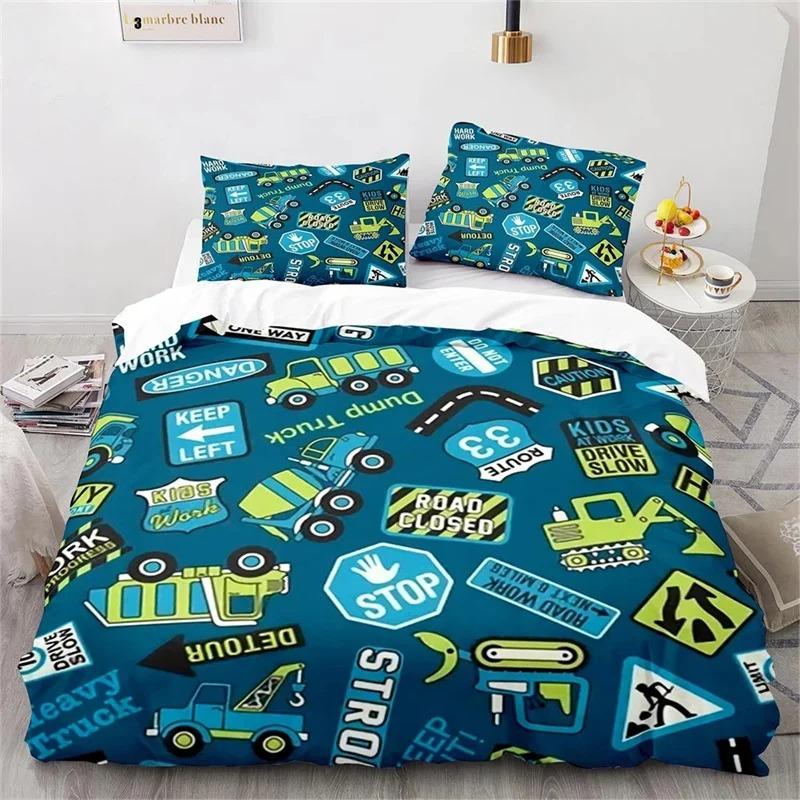 

Comforter Excavator Set Toy Car Pattern Suitable For Children S Bedroom Various Types Of Four Seasons Boy Bedding Comforter (quilt)-EU Single(135*200cm)3pcs