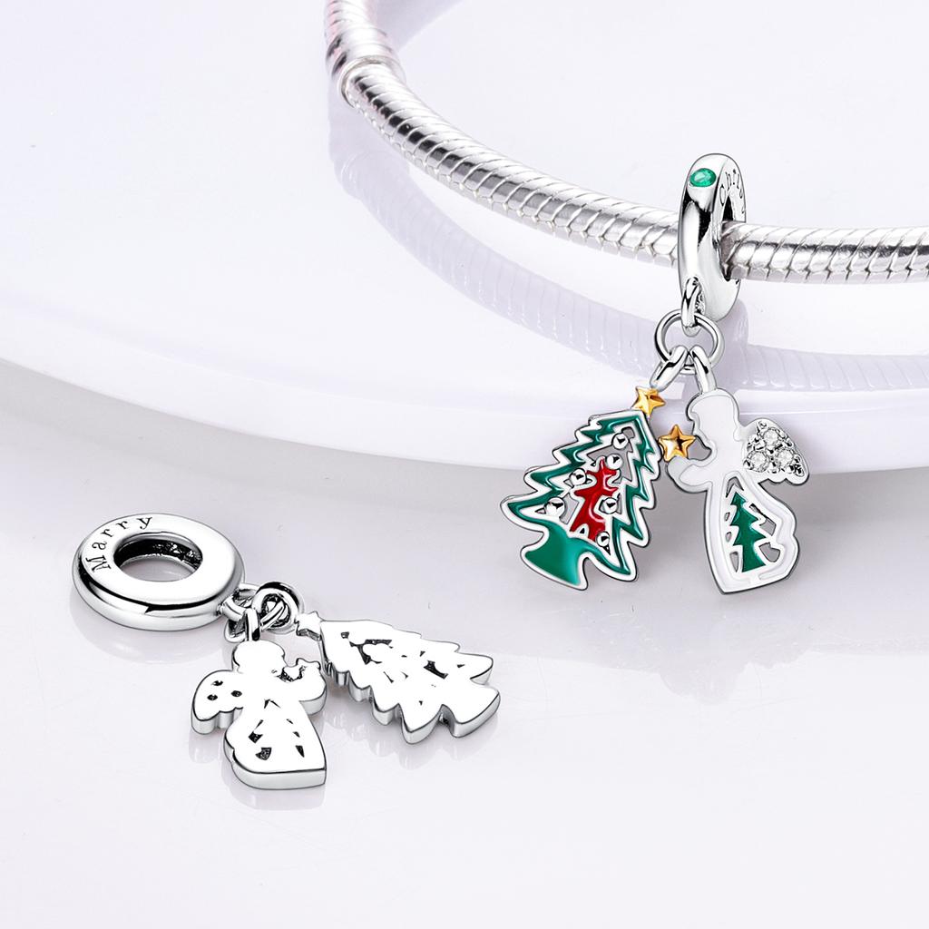 Charms Silver Plated Christmas Pendants Fit Bracelet DIY Santa Claus Elk Dangle Charms Jewelry