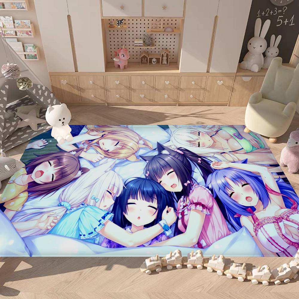 Nekopara Anime Room Mats Anti-slip Absorb Water Long Strip Cushion Bedroon Mat Household Carpets