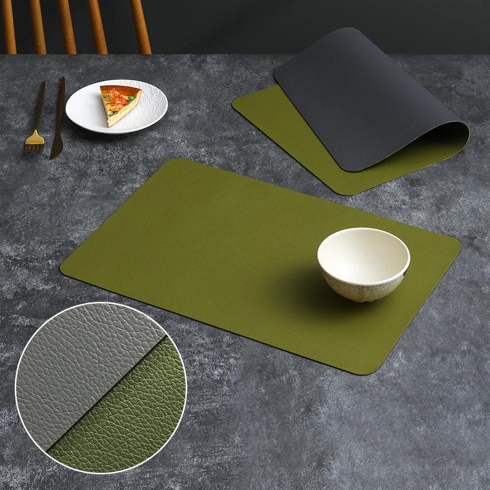 Double-sided Leather Dining Table Mat, Desktop Decoration, Home Dining Plate Mat, Anti Slip Bowl Mat, Thermal Insulation Mat