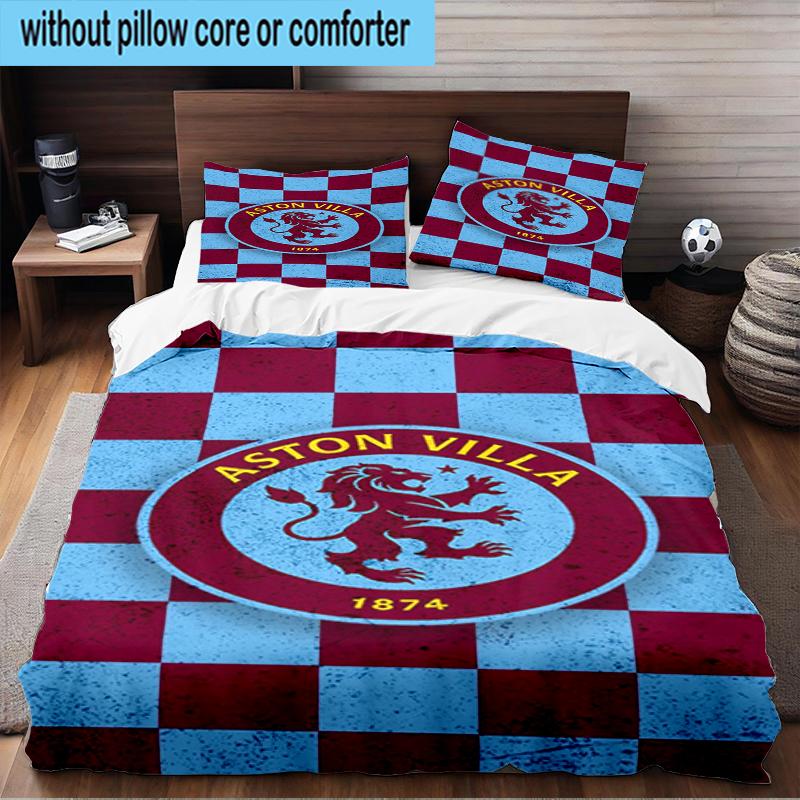 Aston Villa Crest Design 3PCS Bedding Set 2D Printing (Includes 1 Duvet Cover + 2 Pillowcases Coreless), Bedroom decor,Fan gift