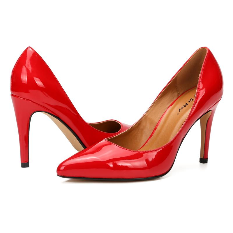 Hey Si Mey Classic Women's High Heels Shoes Fashion Large Size 45 48 Point Black Red Heeled Wedding Shoes OL Office Dress Pumps
