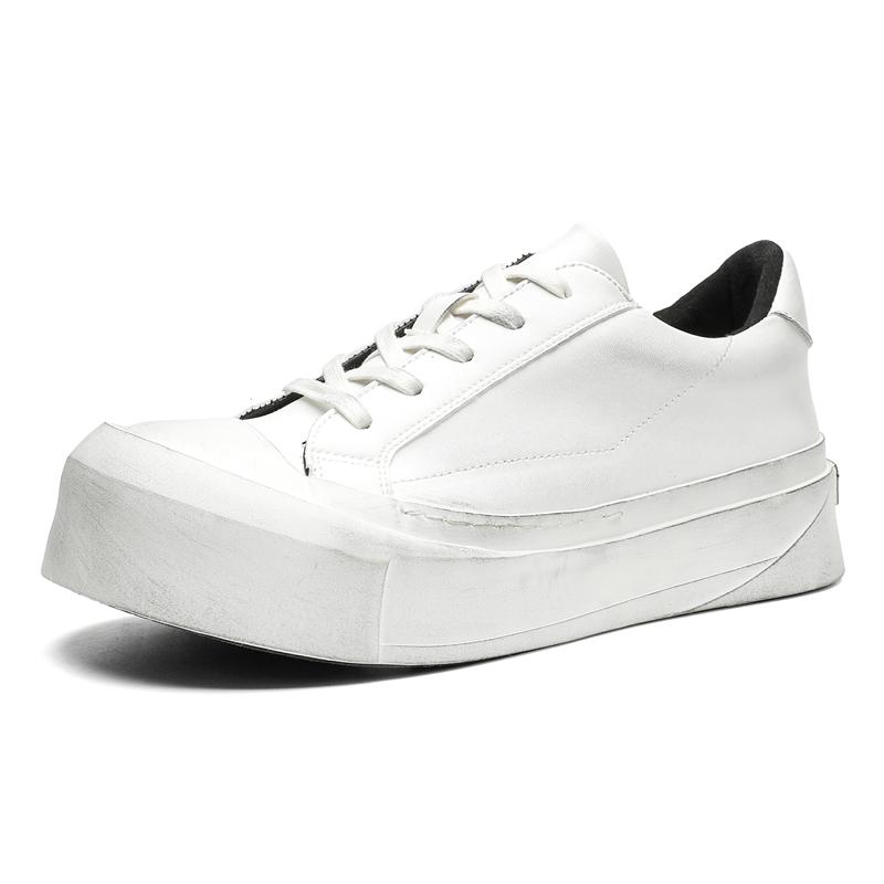 High Quality Men Thick Bottom Casual Leather Board Shoes Outdoor Thick Bottom Driving Vulcanized Shoes Comfy Oxford Walking Shoe