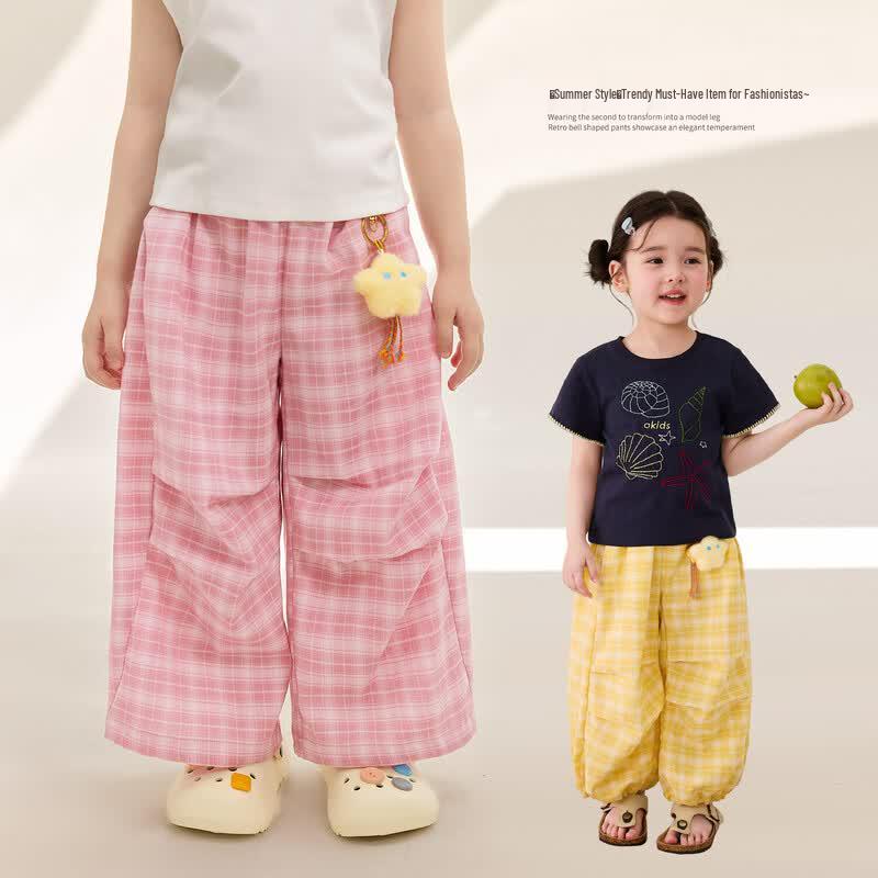 LUSON Girls  Plaid Wide-Leg Mosquito-Proof Pants 120