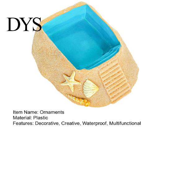 Hermit Crab Water Dish Beach Pool Habitat Ornament with Climbing Ramp & Starfish Shell Simulation Swimming Conch Decor, Reptile Decoration for