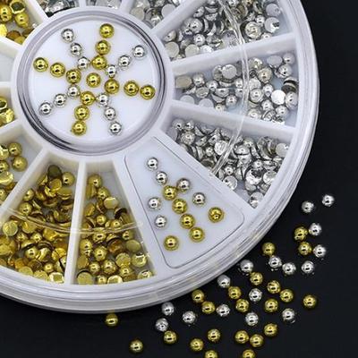 Akrylowe ćwieki srebrne 2 mm Naklejki do zdobienia paznokci DIY Porady do manicure Ozdoba z dżetów Kółko
