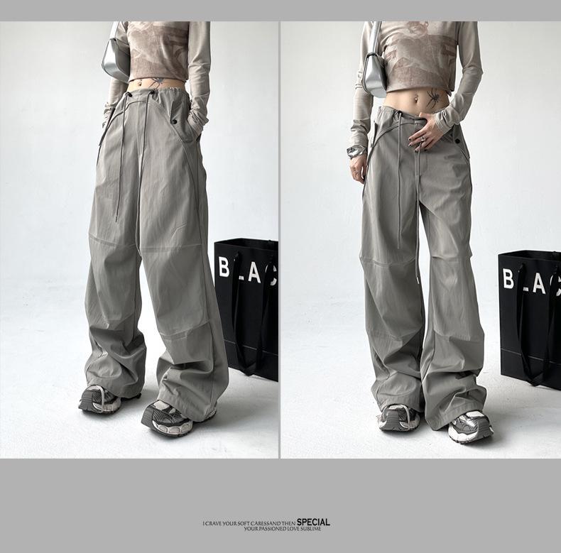 Spring & Autumn Women's Wide-Leg Pants: Elegant, Loose, Floor-Length Sports Trousers in American Style.