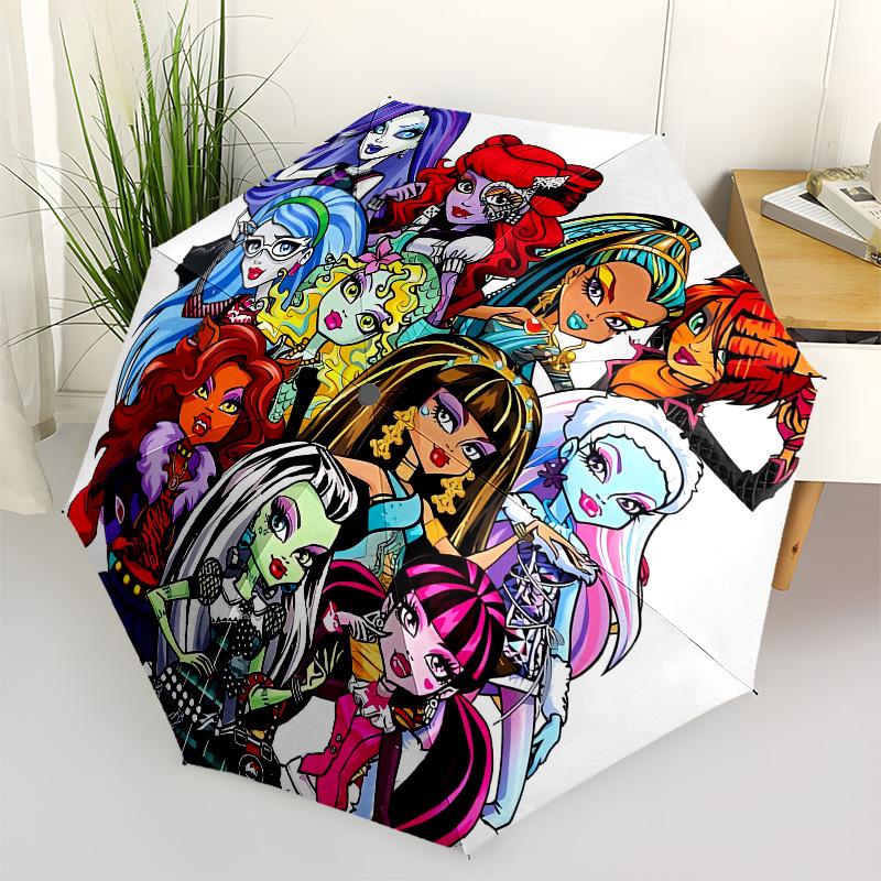 

Monster High, Characters Automatic Opening and Closing, 8 rib Structure Portable Umbrella, Suitable for Men and Women in All Seasons Perfec