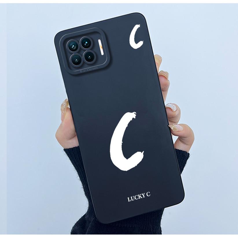 For OPPO F17 Oppo F17 Pro Case Oppo A73 A93 Reno 4F Back Cover TPU Silicon Lucky Initial Letter Couples Phone Bumper Soft Case