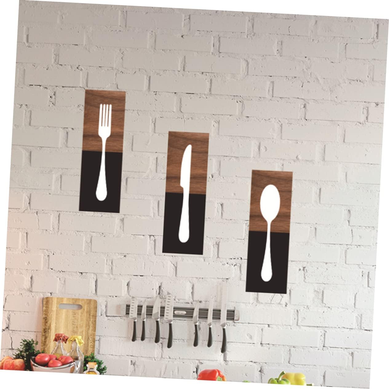 

3pcs Wooden Kitchen Utensils Wall Sign Wooden Utensils Wall Sign House Number Plaques Big Fork Spoon Wall Decor Kitchen Wall Art Wood Signs Wood