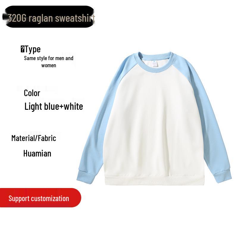 Unisex Heavyweight 320g Colorblock Raglan Crewneck Sweatshirt with Custom Embroidery
