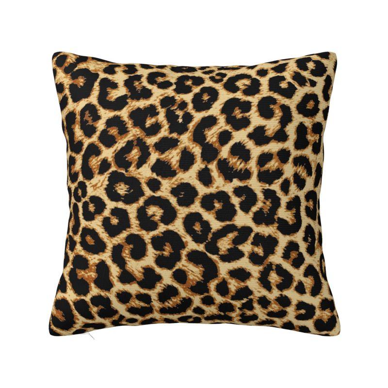 Fluffy Leopard Skin Leather Texture Sofa Cushion Cover Polyester Tropical Wild Animal Throw Pillow Case Bedroom Decoration