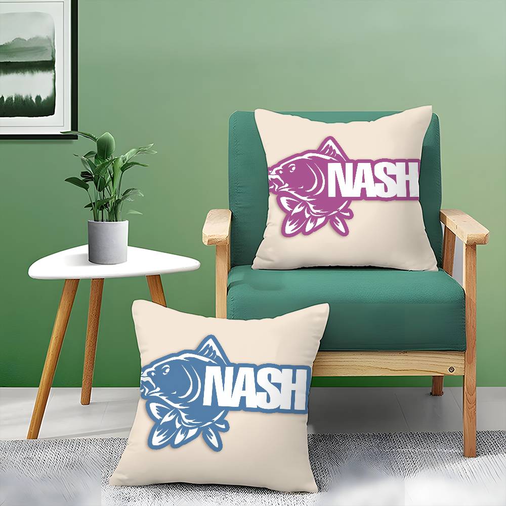 Classic Outdoor Field Fishing Prints Nash Pillow Case Comfort Sofa Bed Silky Elegant Invisible Zipper Decorative Cushion Cover