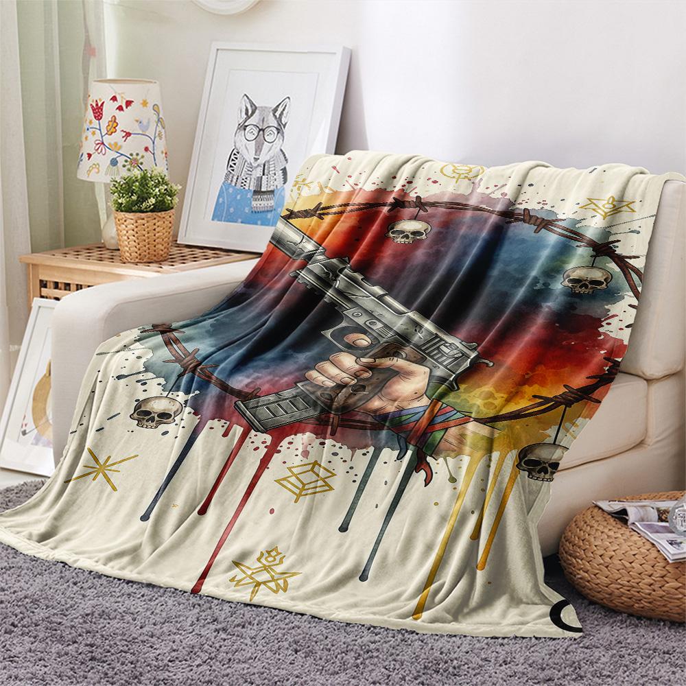 1PC Playing card style Print Flannel Blanket, High quality Comfortable for All Seasons, Home Decor, Warmth and Comfort