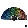 33cm Large Folding Hand Rave Fan Chinease/Japanese Gifts Fan Dance Music Colorful Fan Festival Fan Gradient Reflective Fold
