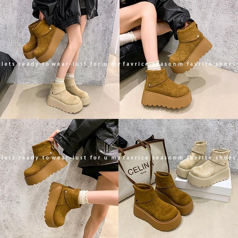 Winter Platform Heels Women Ankle Boots Keep Warm Height Increase  Short Booties Shoes Zapatos Mujer