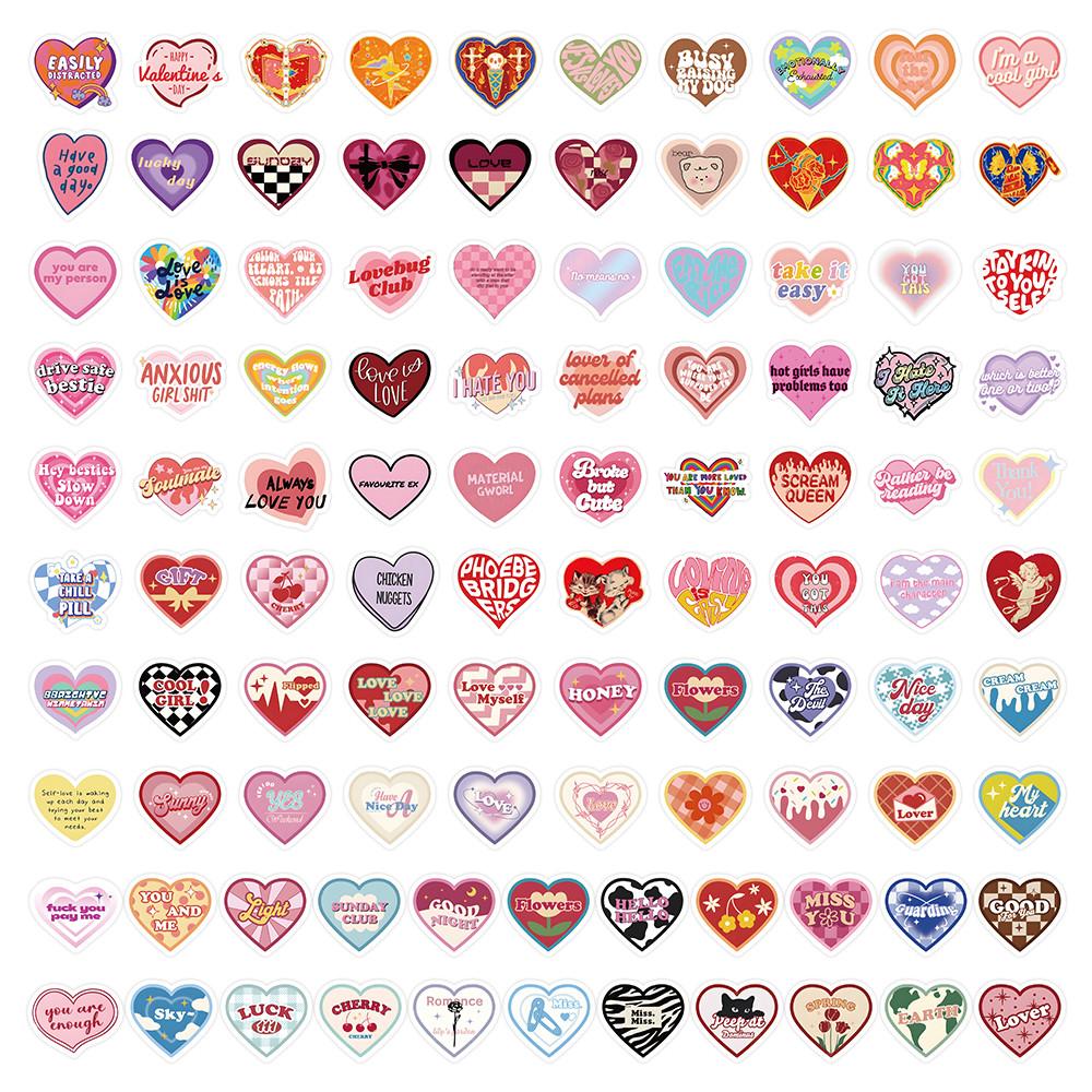 102Pcs Love Heart Stickers Diy Decorative Decals Sticker Story Store