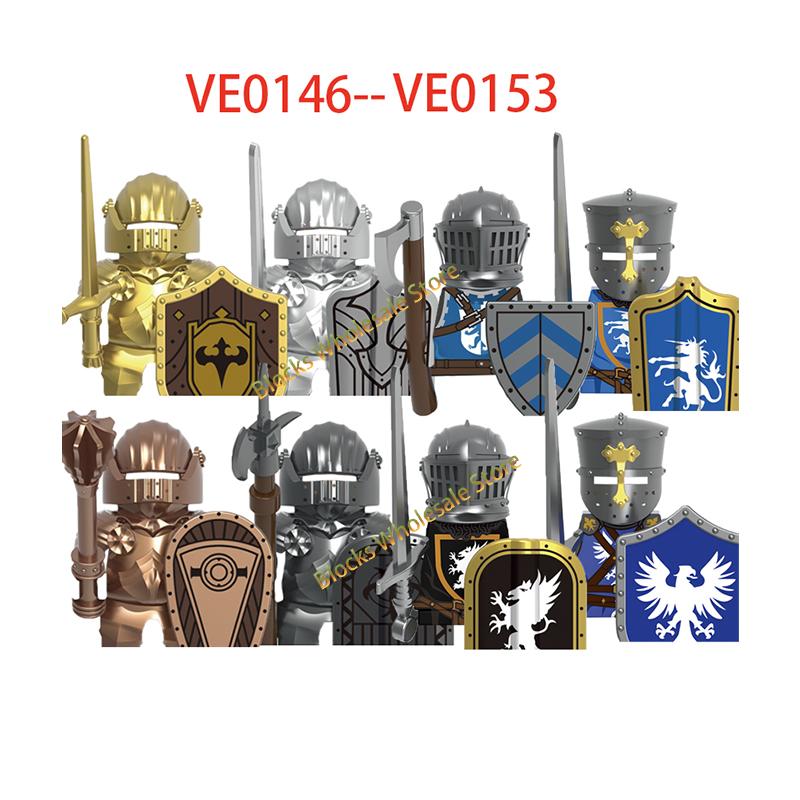 Medieval Castle Soldier Action Figures Building Block Empire Templars Lancer Warrior Militia Helmet Shield Sword Bow Toy Gifts