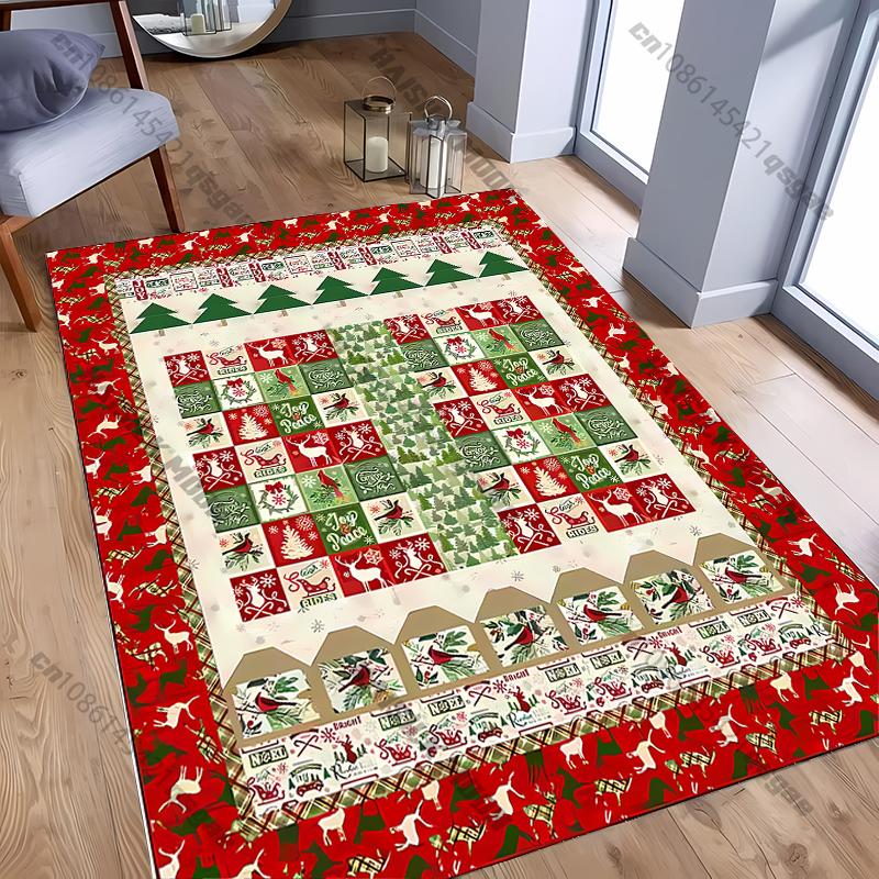 Neuer Weihnachtsbaum Weihnachts-Rentier Rotes Auto Thema Teppich für Schlafzimmer Wohnzimmer Zuhause Sofa, Kinder Spiel Rutschfeste Deko-Matten