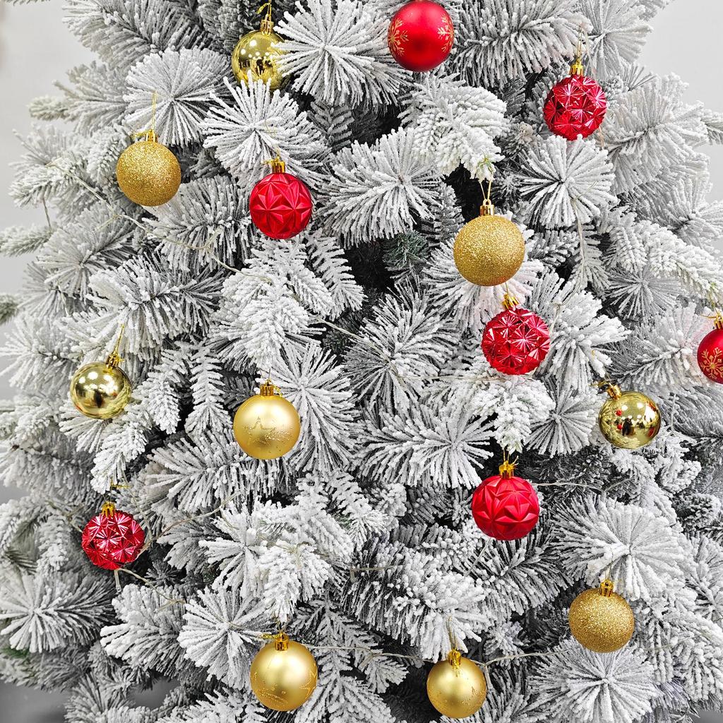 36-Piece Christmas Tree Ornament Set - 6cm Glitter & Painted Irregular Shape Balls
