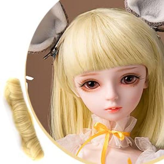 CMD Doll Wig for 13, 16, and 14 Scale Dolls, OB, SD, and BJD, Straight, Short, and Long Hair, DIY Costume Wig (7 Bang Colors)