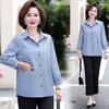 Women S Middle Aged Autumn Thin Polo Neck 3 4 Sleeve Loose Fit Shirt