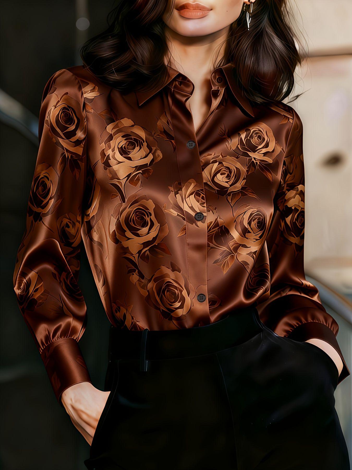 

An elegant women s all-purpose blouse made of silk with a floral pattern, suitable for suburban trips. S болюс