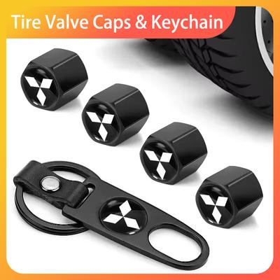New 4Pcs Car Wheel Tire Valve Caps Air Stem Covers Accessories For ASX Lancer Pajero Outlander L200 EVO Lancer EX