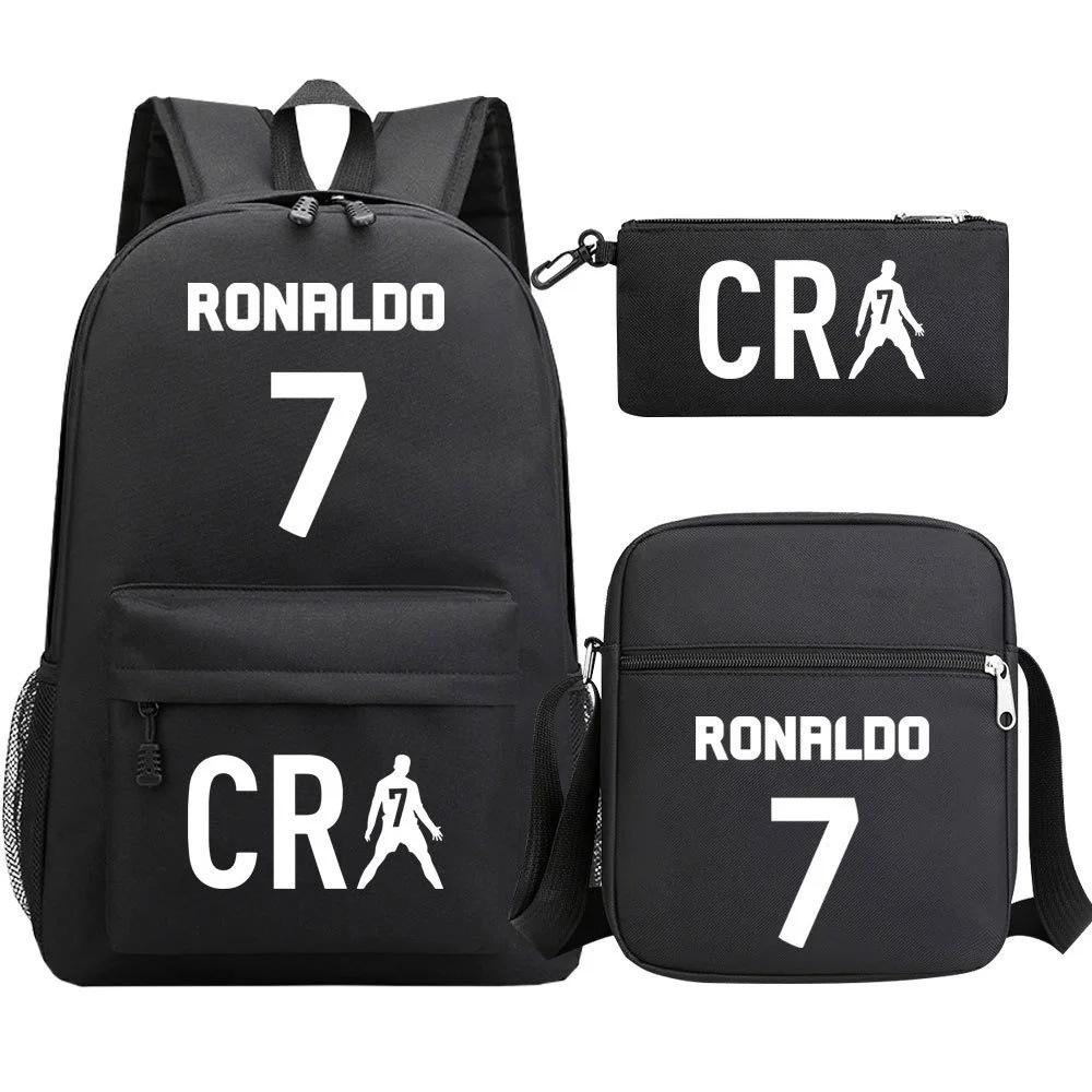 Primary And Secondary School Students Schoolbag Three-Piece Football Player Star Peripheral Printing Children S Backpack