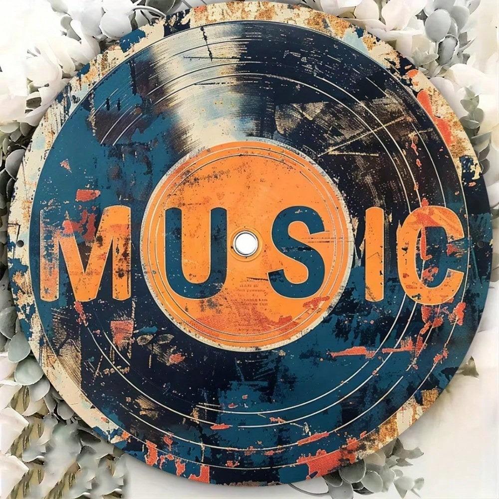Vintage Record Metal Wall Art Retro Music Tin Sign Home Decor