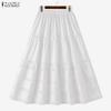 ZANZEA Women Casual Elastic Waist Solid Color Loose Long Skirts