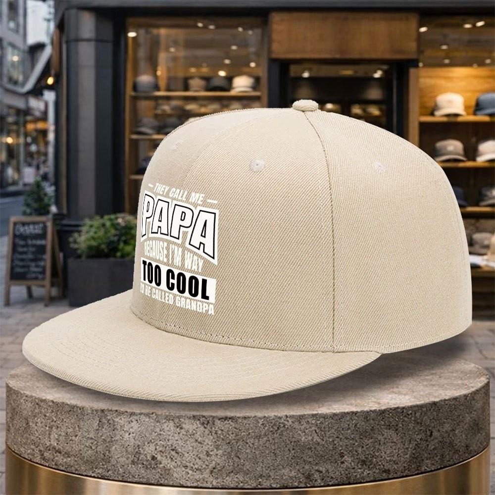 Papa Too Cool Grandpa Funny Slogan Baseball Cap Polyester Adult Casual Snapback Hat Unisex Outdoor