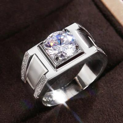 Neue Wunderschöne Herren Eheringe Aaa Runder Kristall Zirkonia Hohe Qualität Männlich Trendiger Luxusschmuck Jubiläumsgeschenk Für Paar